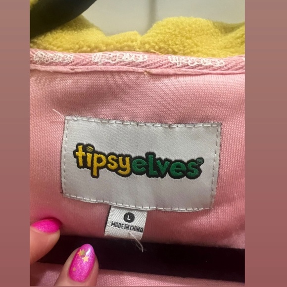 Tipsy Elves Zip up Sequin Hoodie Dress Rose Champagne Large Comfy Costume - Picture 6 of 8